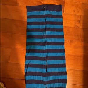 Anthropologie daily practice Blue and Navy Striped zipper front Midi Skirt